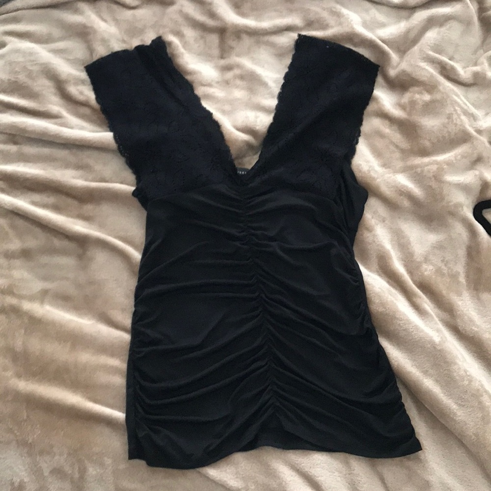 Black deep v-neck top